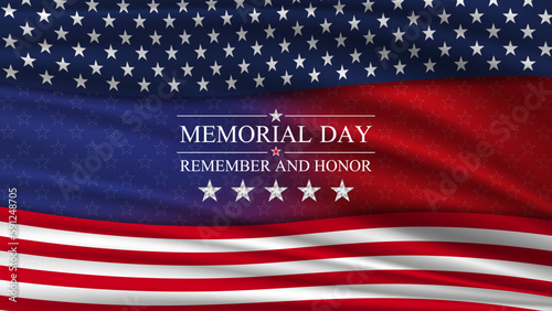 Memorial day background. National holiday of the USA. United states flag horizontal poster. Vector illustration.