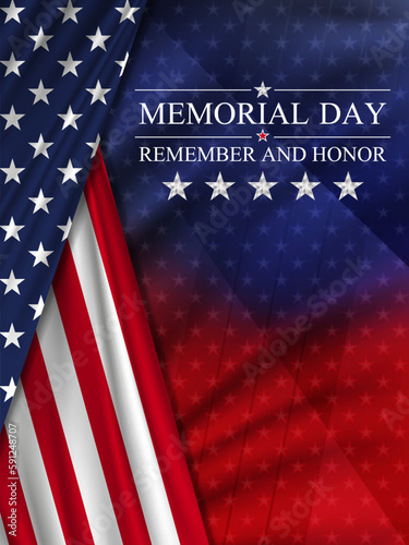Memorial day background. National holiday of the USA. United states flag vertical poster. Vector illustration.