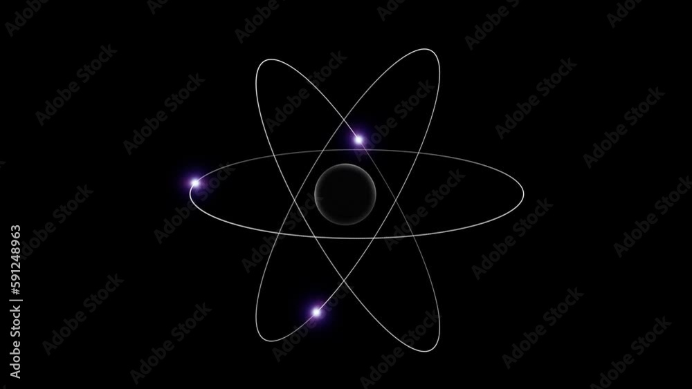 Loop animation of a atom on clean black background