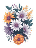Painted colorful watercolor flowers. AI generated illustration