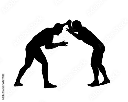 wrestling, wrestlers silhouette