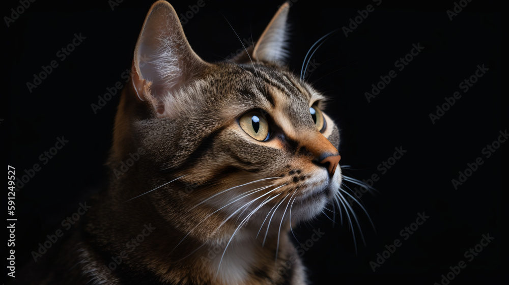 Intense Stare: Astonishing Focus on Cat with Ethereal Blurred Background generative ai