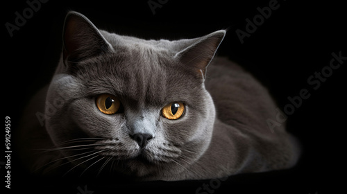 Enchanting Gaze  Astounding Focus on Cat with Luminous Blurred Background generative ai
