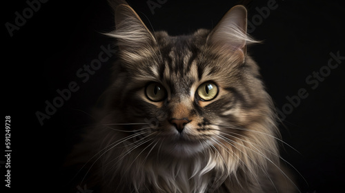 Bewitching Close-up: Awe-inspiring Focus on Cat against Blurred Background generative ai © KWY
