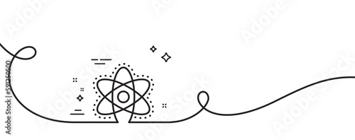 Chemistry atom line icon. Continuous one line with curl. Laboratory molecule sign. Analysis symbol. Chemistry atom single outline ribbon. Loop curve pattern. Vector