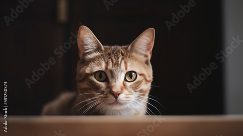 Spellbinding Shot: Magnificent Focus on Cat with Serene Blurred Background generative ai