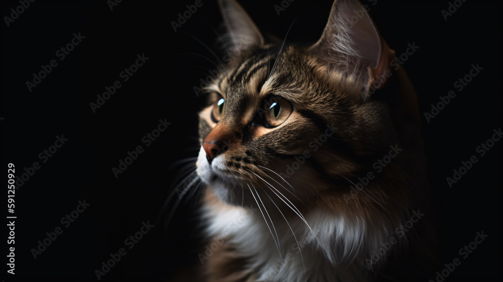 Enchanting Feline: Astounding Focus on Cat with Soft Blurred Background generative ai