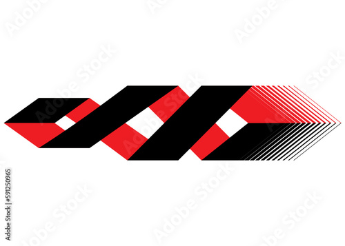 Abstract stripe on auto, boat, moto, SUV, toy, sportswear, vehicle. Red Black Spiral. DNA. Striped pattern. Pattern for games and videos. Modern vector background
