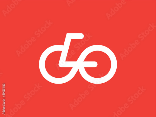 GO Simple Bicycle Line Editable Vector | O G C Letter Bike Logo Template | Front View | Hidden Concept Silhouette Illustration Icon Red White Cycle Sign Wheel