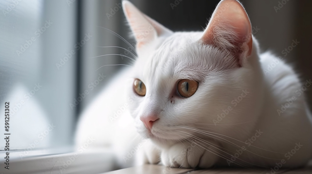 Regal Stare: Unbelievable Focus on Cat with Subtle Blur Background generative ai