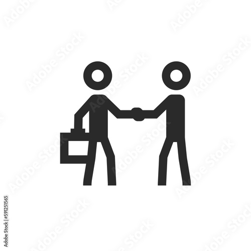 People shake hands, linear style icon. Business meeting. Man with a briefcase. Getting acquainted, getting a job. Editable stroke width