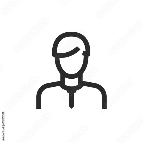 Man with the tie  linear style icon. Avatar. Editable stroke width