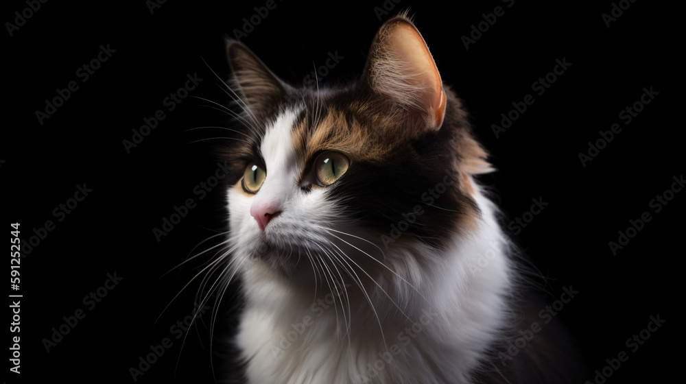 Enigmatic Stare: Mesmerizing Focus on Cat with Dreamy Blur Background generative ai