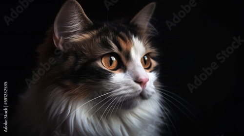 Enigmatic Stare: Mesmerizing Focus on Cat with Dreamy Blur Background generative ai