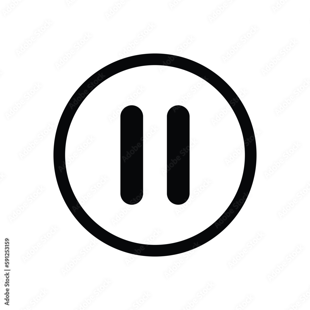 Pause button icon vector. Audio or video icon symbol vector logo illustration Pause button icon vector. Audio or video icon symbol vector logo illustration