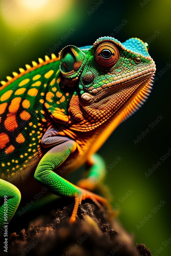 Fototapeta premium green lizard on a branch