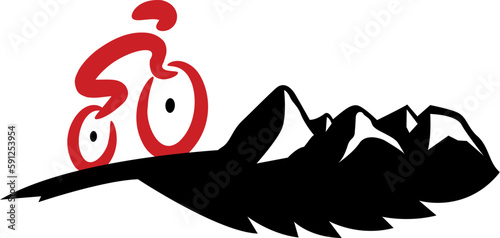 black and white mountain with a person cycling