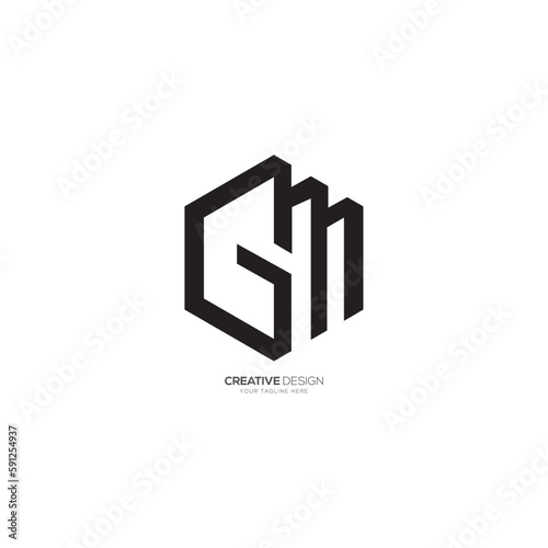 Modern letter G M unique hexagon shape creative polygon logo
