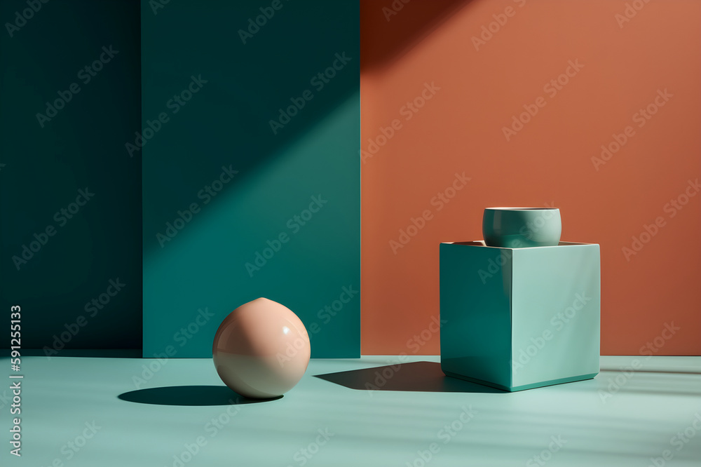 Geometric elements, shapes, for design, empty space on a green background. With Generative AI tehnology Geometric elements, shapes, for design, empty space on a green background. With Generative AI tehnology