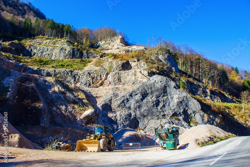 Mining of crushed stone in the Alps of Austria
