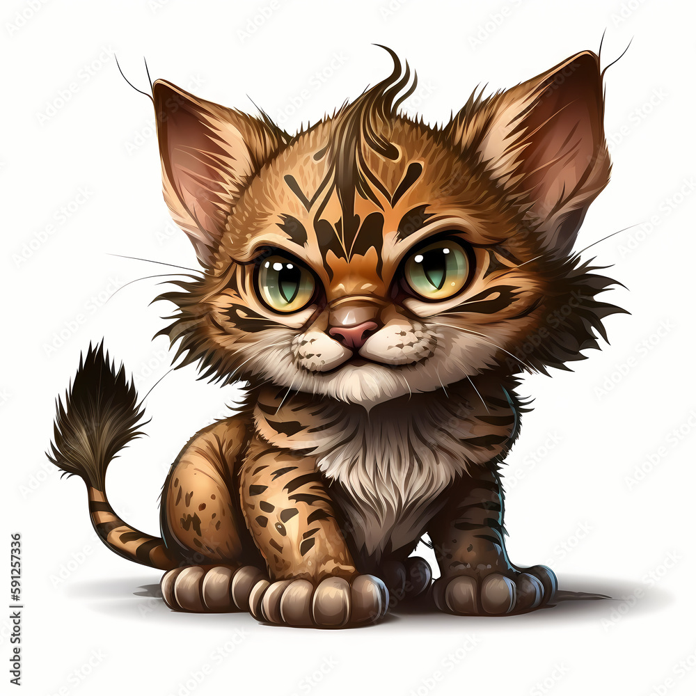 Wildcat Cartoon Illustration. Generative AI