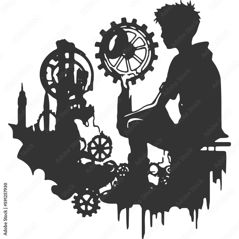 Fototapeta premium Inventor's Protege Vintage Illustration Vector