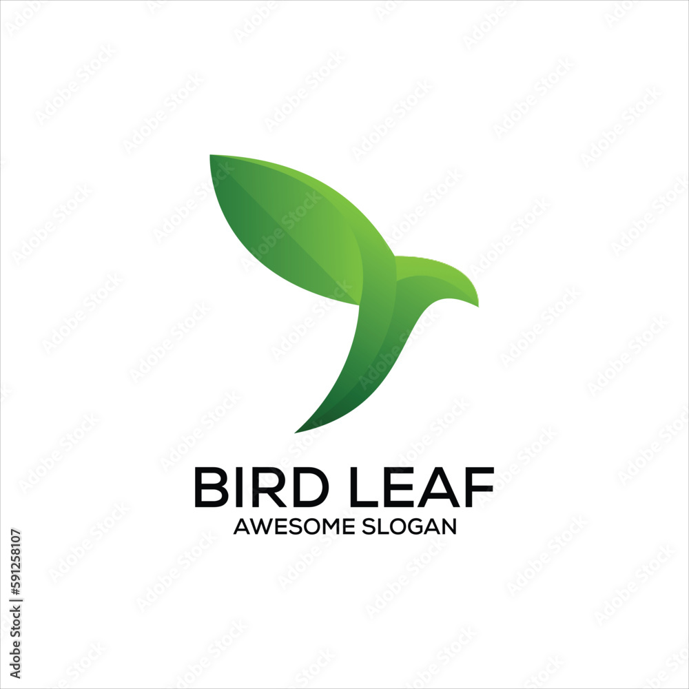 leaf bird logo design gradient colorful