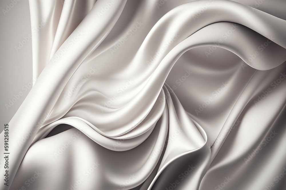 AI generated beautiful elegant white soft silk satin fabric background ...