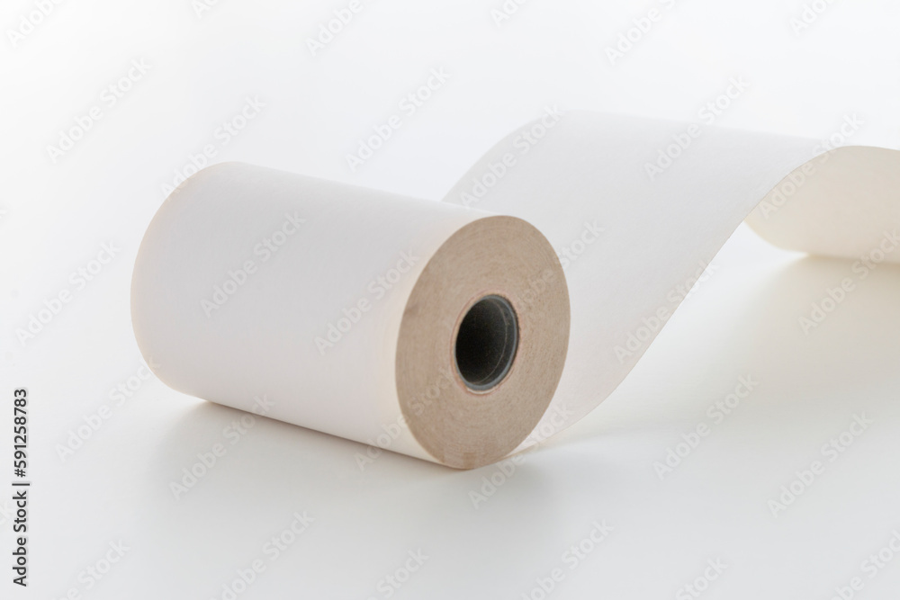 Fototapeta premium unwound paper roll isolated on white background