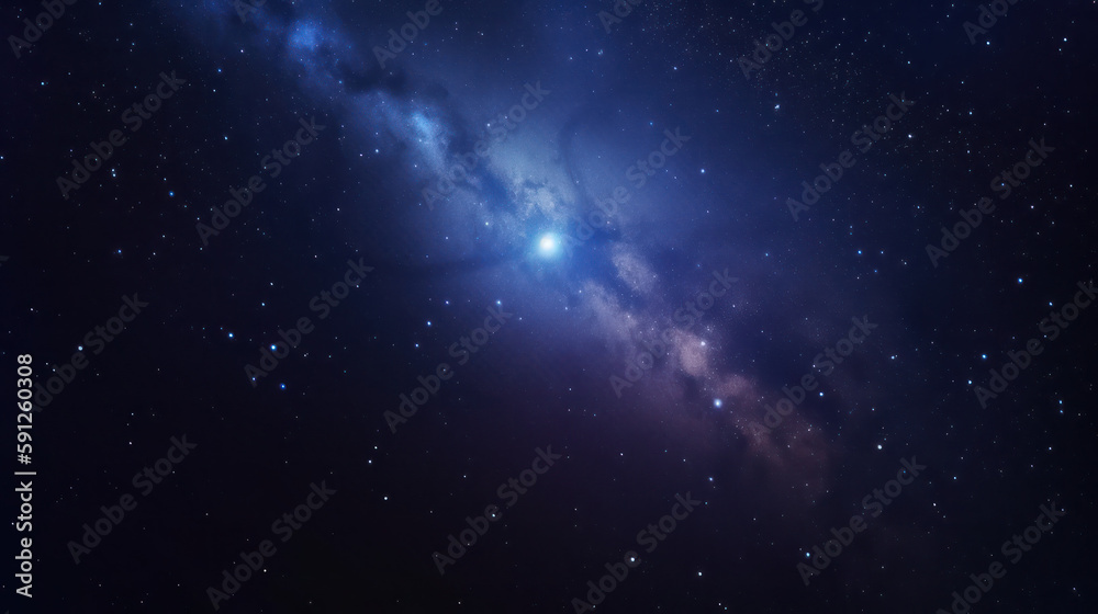Blue abstract space background, far galaxy stars 