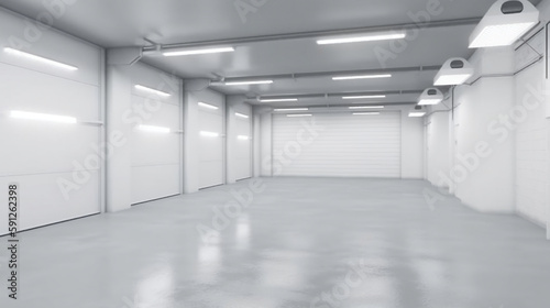 white empty minimalist garage with soft white light. ai generative