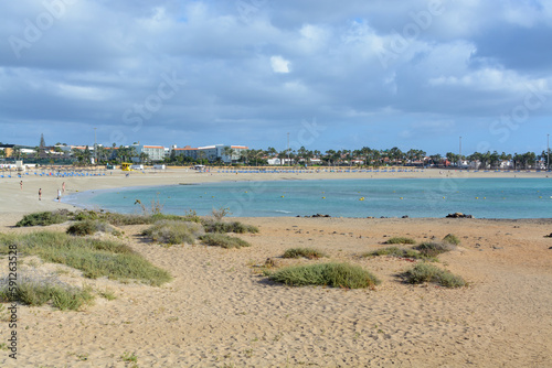 Winter vacation in Caleta de Fuste touristic village on Fuerteventura  Canary islands  Spain