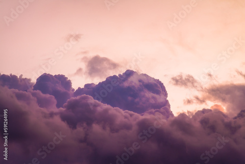 Orange sky with purple clouds