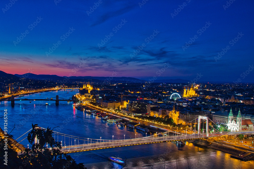 budapest by night on the hill