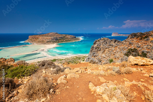 Widok morski, laguna Balos, Kreta, Grecja.