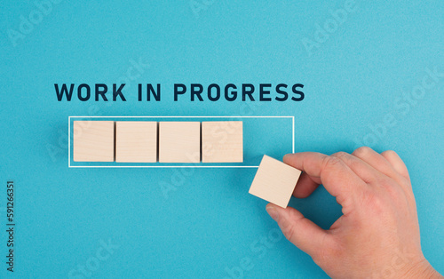 Vászonkép Work in progress loading bar, business strategy and plan, installation of softwa