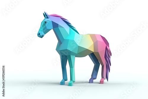 Colorful horse 3d icon on isolated background. 3d render of gorgeous horse digital art