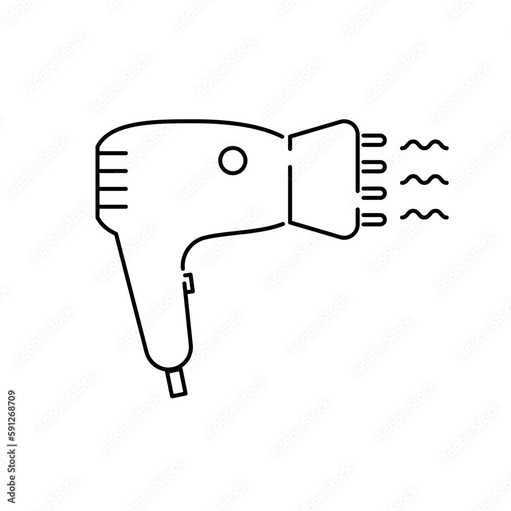 Hair dryer in the linear style icon. Hair dryer in the linear style icon.