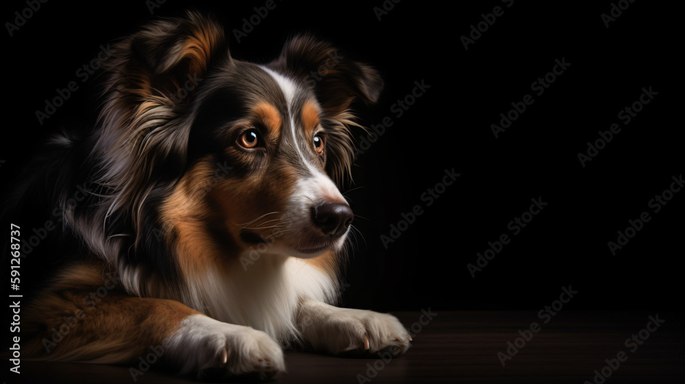 The Hypnotizing Canine Focus of a dog with studio light and focus plain background generative ai