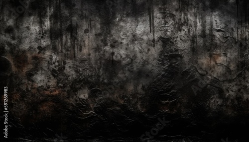 Black Background, Stone, Wall, Grunge Background, Generative Ai