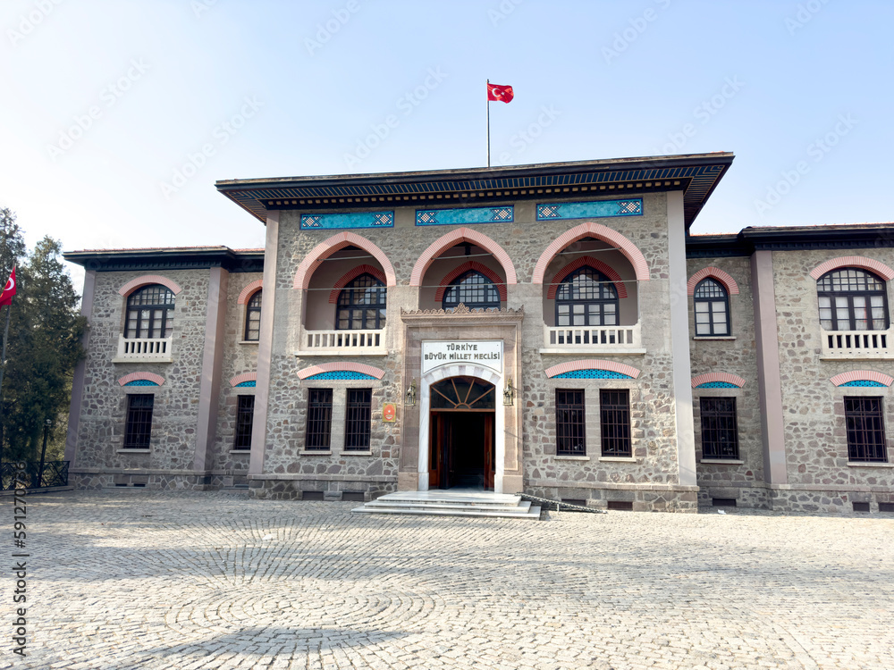 The Old Grand National Assembly of Turkey building view. Turkish Republic was declared in this building.