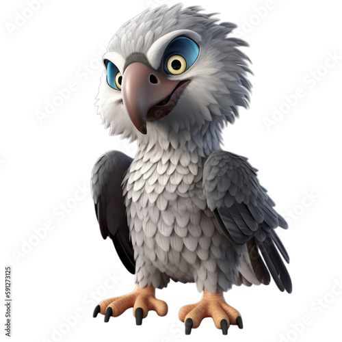 eagle  cute 3d cartoon eagle isolated on transparent background  generative ai  