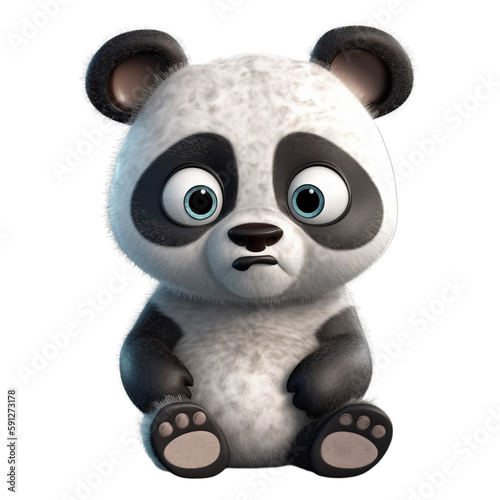 panda  cute 3d cartoon panda isolated on transparent background  generative ai  