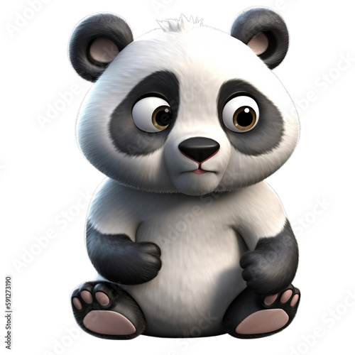panda  cute 3d cartoon panda isolated on transparent background  generative ai  
