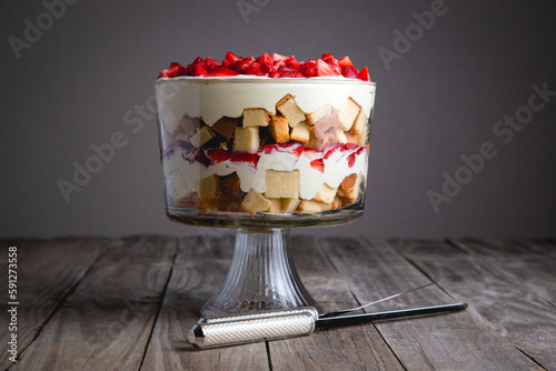 Delicious strawberry trifle that's easy to make and perfect for summer parties.