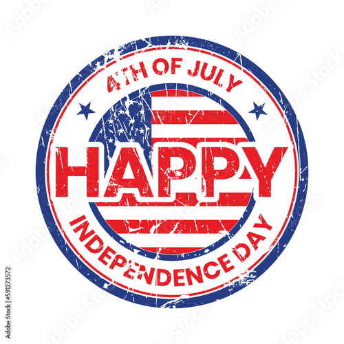 4th july happy independence day typography tshirt design, badge design, emblem, sticker, label, stamp vector illustration with american national flag