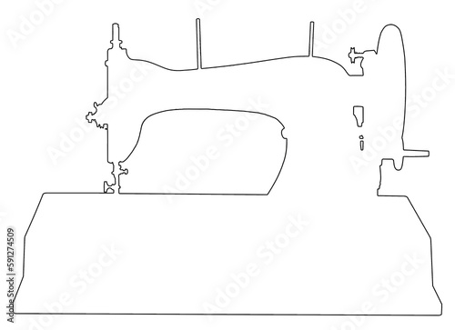 Sewing machine symbol on a white background.