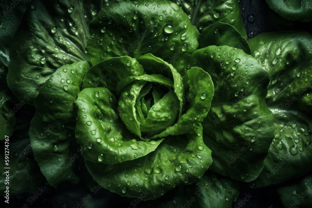 Green and shiny lettuce: a real food full of nutrients, Generative AI Green and shiny lettuce: a real food full of nutrients, Generative AI