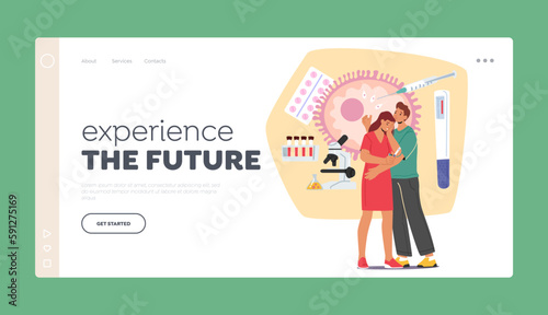 Reproductive Health Landing Page Template. Unhappy Couple Pondering Artificial Insemination As A Solution