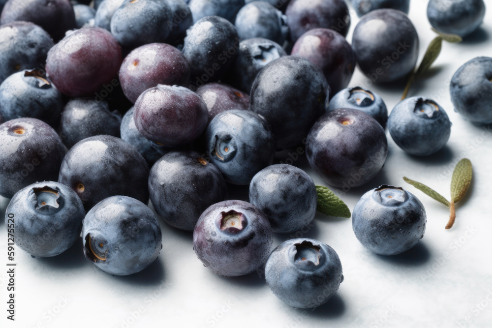 Fototapeta premium Blueberry, Blueberries on a white isolated background, generative ai, Fresh tasty fruit